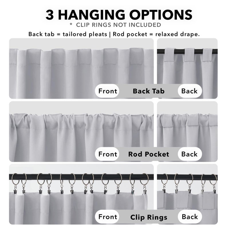 Deconovo Room Darkening Curtains for Kitchen Window, Star White Light Filtering Thermal Drapes 45 Inches Long, Back Tab and Rod Pocket Window Curtains, 42W x 45L Inch, 2 Panels - Image 2